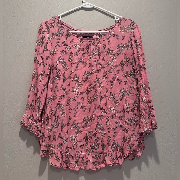 Gap Pink Floral Ruffled Blouse Top Size XS - Picture 1 of 5